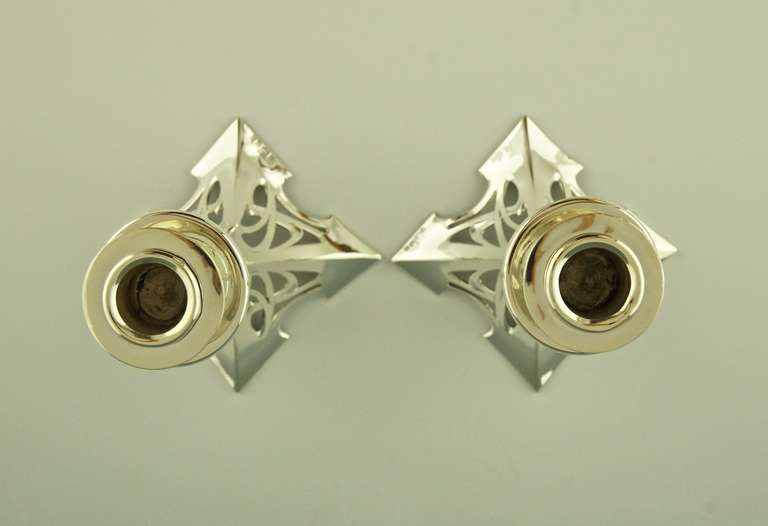 Paar versilberte Jugendstil-Kerzenleuchter von WMF:: 1906 (Art nouveau)