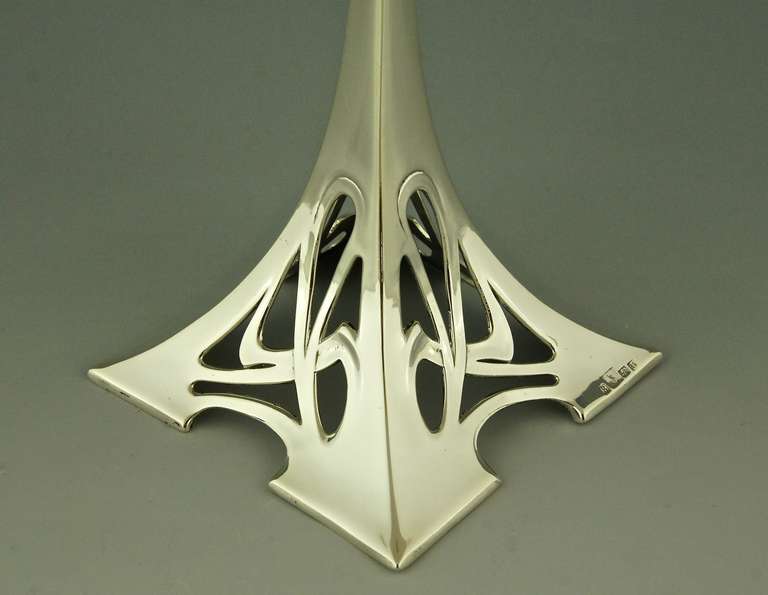 Paar versilberte Jugendstil-Kerzenleuchter von WMF:: 1906 (20. Jahrhundert)