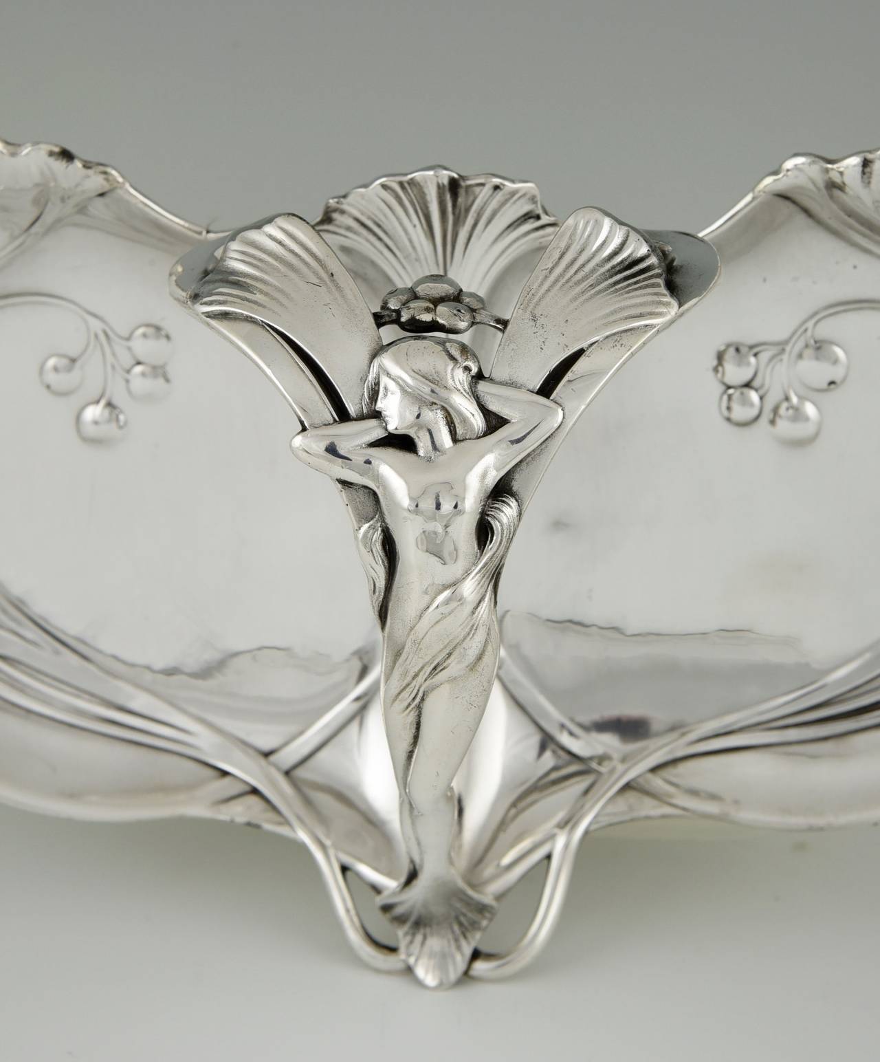 Art Nouveau Silvered Sweet and Fruit Dish with a Nymph, 1906
