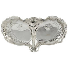 Art Nouveau Silvered Sweet and Fruit Dish with a Nymph, 1906