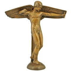 Eros - Bronze Sculpture of a Winged Male Nude by Rene Andrei 1930