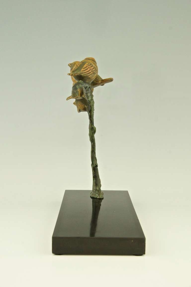 Mid-20th Century Art Deco Bronze Birds on a Branch by Irenee Rochard, 1930