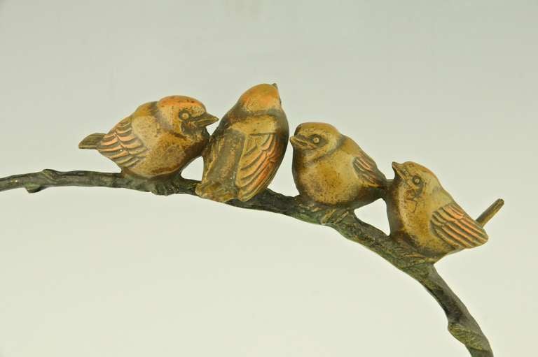 French Art Deco Bronze Birds on a Branch by Irenee Rochard, 1930