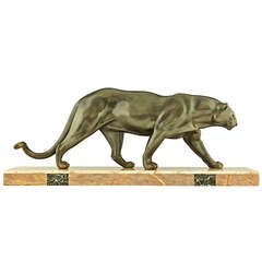 Impressive Art Deco Sculpture of a Walking Panther Attributed To Rulas