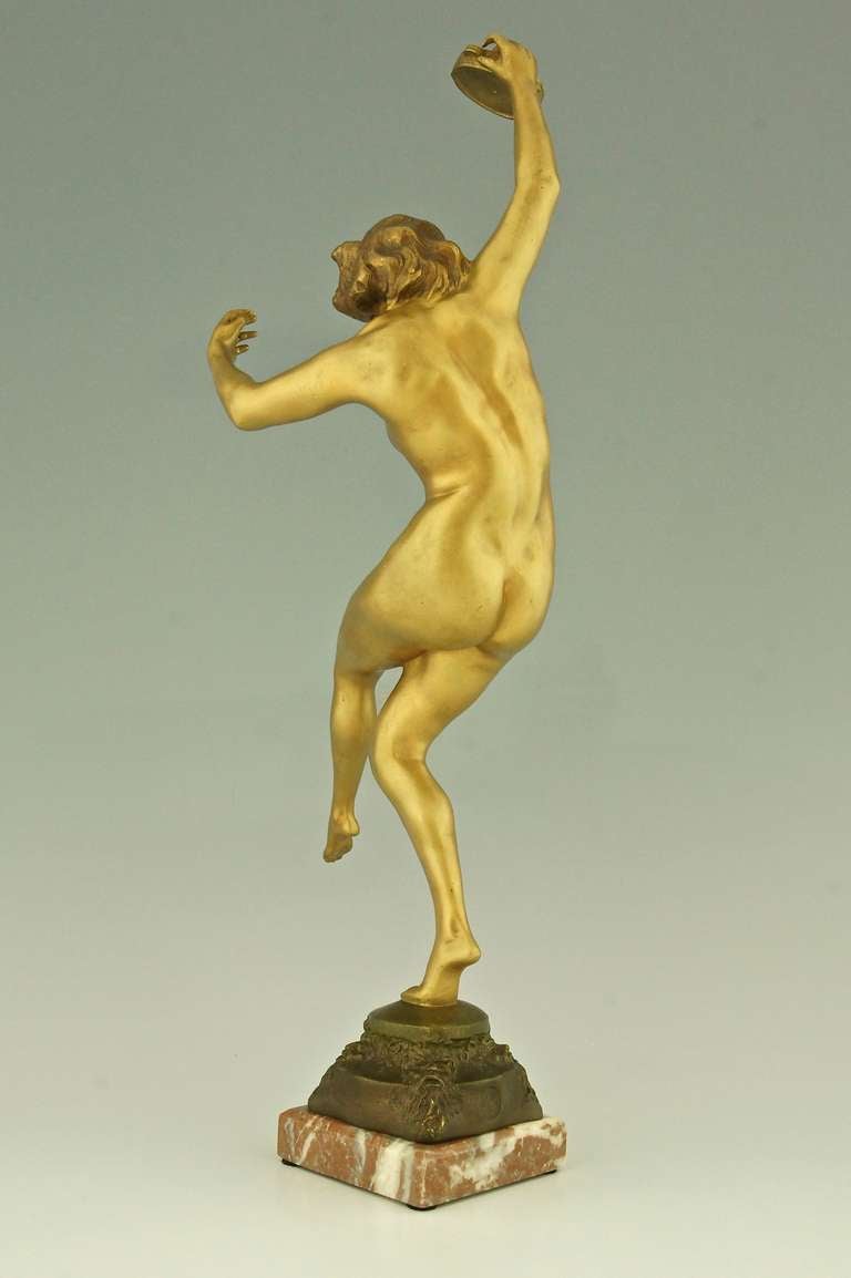 Bronze Sculpture Dancing Nude With Tambourine By Carl Binder at 1stDibs