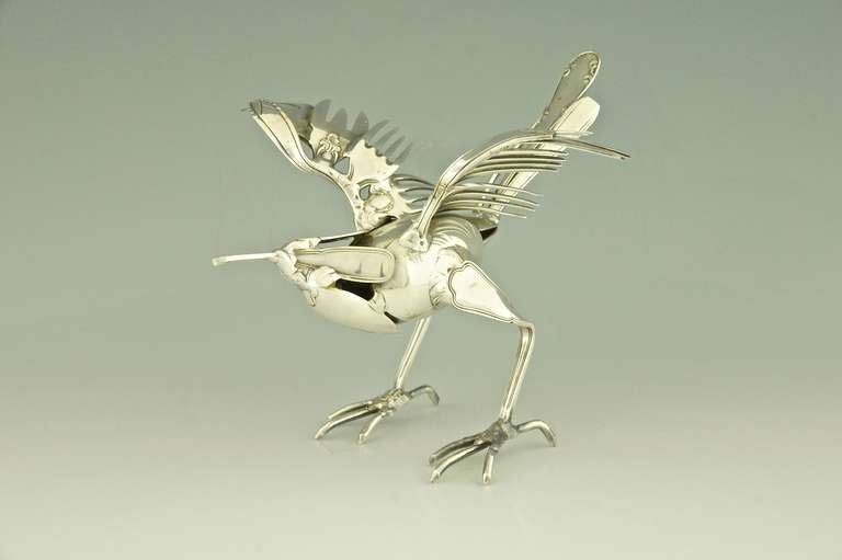 bird made from silverware