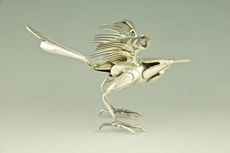 Bird Sculpture Made of Forks and Spoons by Gerard Bouvier In Good Condition In Antwerp, BE