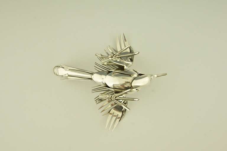 Bird Sculpture Made of Forks and Spoons by Gerard Bouvier 1