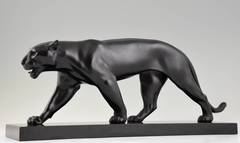 Scultura Art Deco di una pantera di Max Le Verrier, Francia, 1930