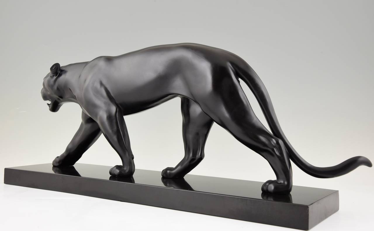 French Art Deco Sculpture of a Panther by Max Le Verrier, France, 1930