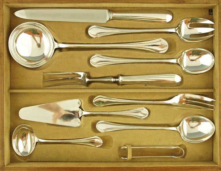 20th Century Art Nouveau Silver Plated Cutlery Set in Original Case by Christofle