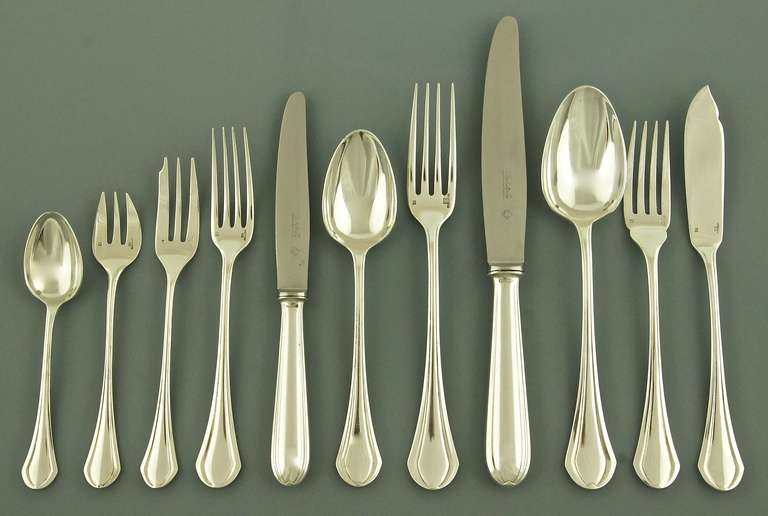 Art Nouveau Silver Plated Cutlery Set in Original Case by Christofle 2