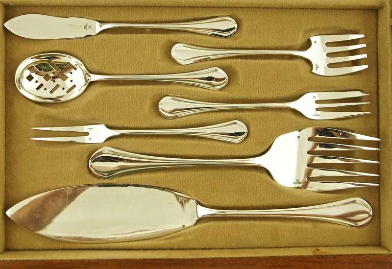 Art Nouveau Silver Plated Cutlery Set in Original Case by Christofle 1