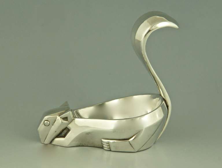 French Art Deco Nut Dish in the Form of a Cubist Style Squirrel by Christofle