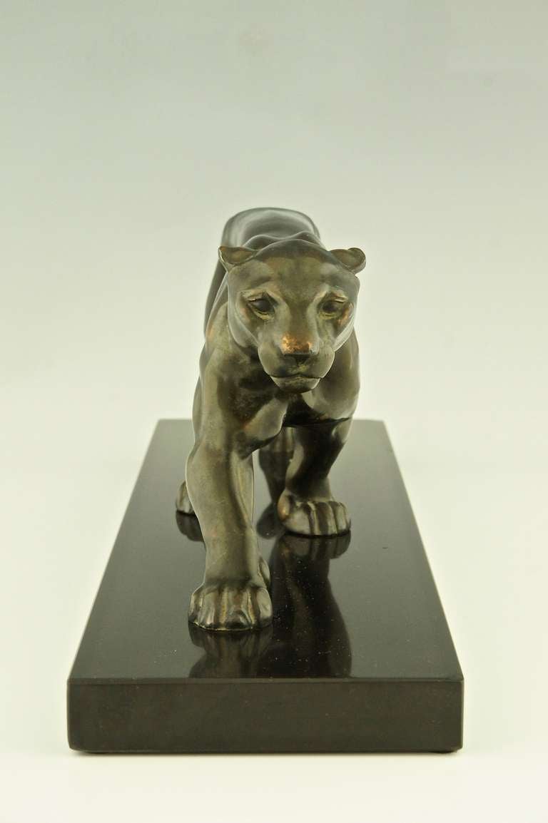 French Art Deco Sculpture of a Walking Panther by Louis Albert Carvin