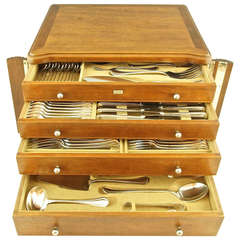 Art Nouveau Silver Plated Cutlery Set in Original Case by Christofle