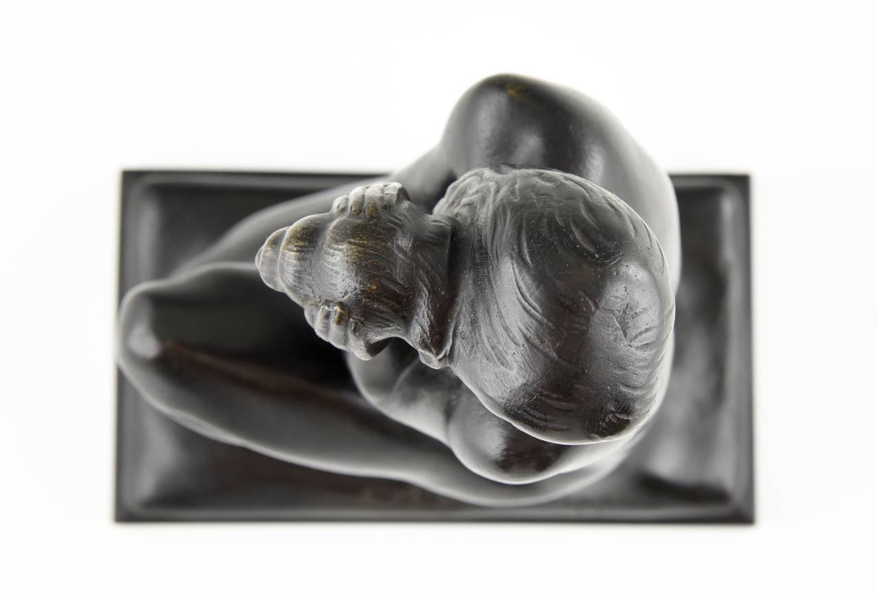 Art Deco Bronze Sculpture of a Nude with Shell by A. R. Philippe 2