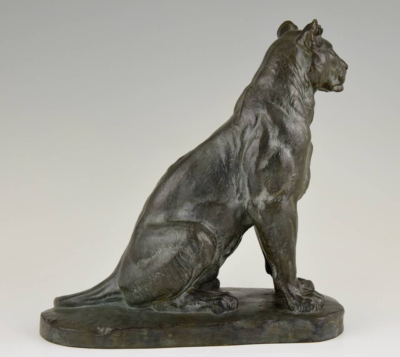 Art Deco French Bronze Panther Sculpture by Charles Valton, 1910