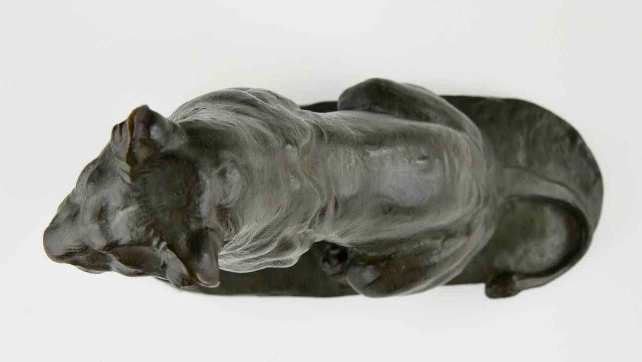 20ième siècle Sculpture française de panthère en bronze par Charles Valton:: 1910