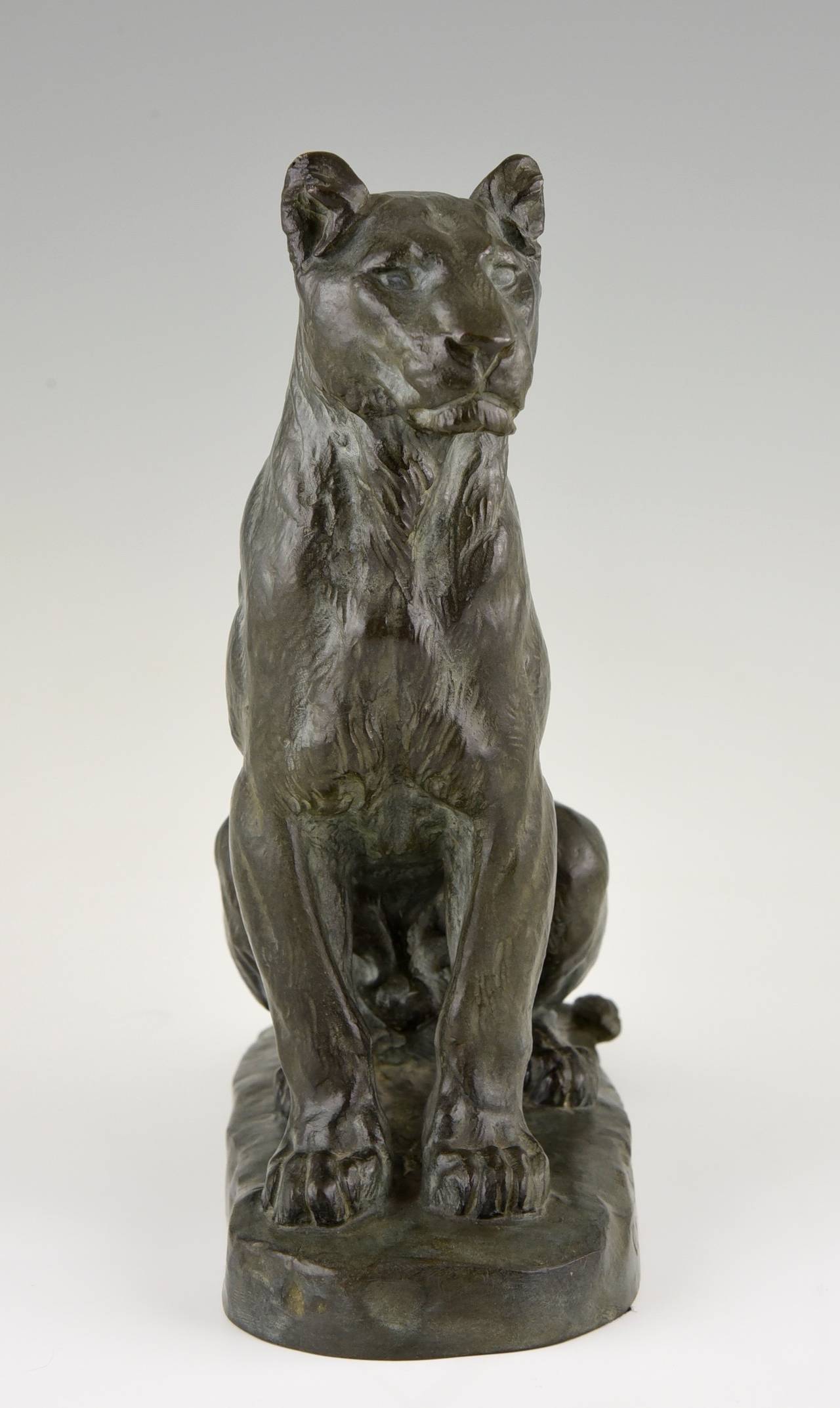 French Bronze Panther Sculpture by Charles Valton, 1910 1