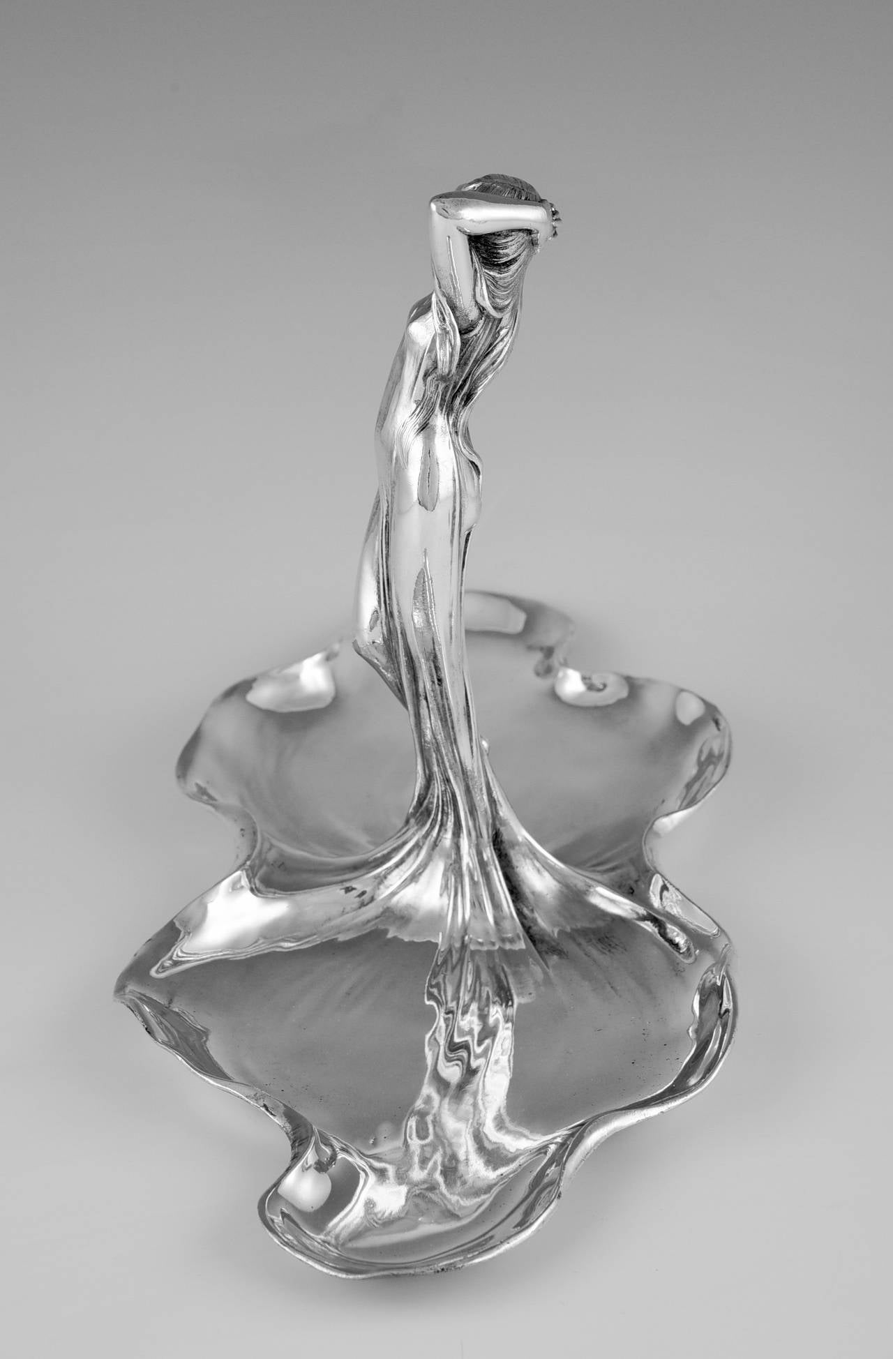 20th Century Art Nouveau Silvered Sweet and Fruit Dish with Nymph by WMF, 1906