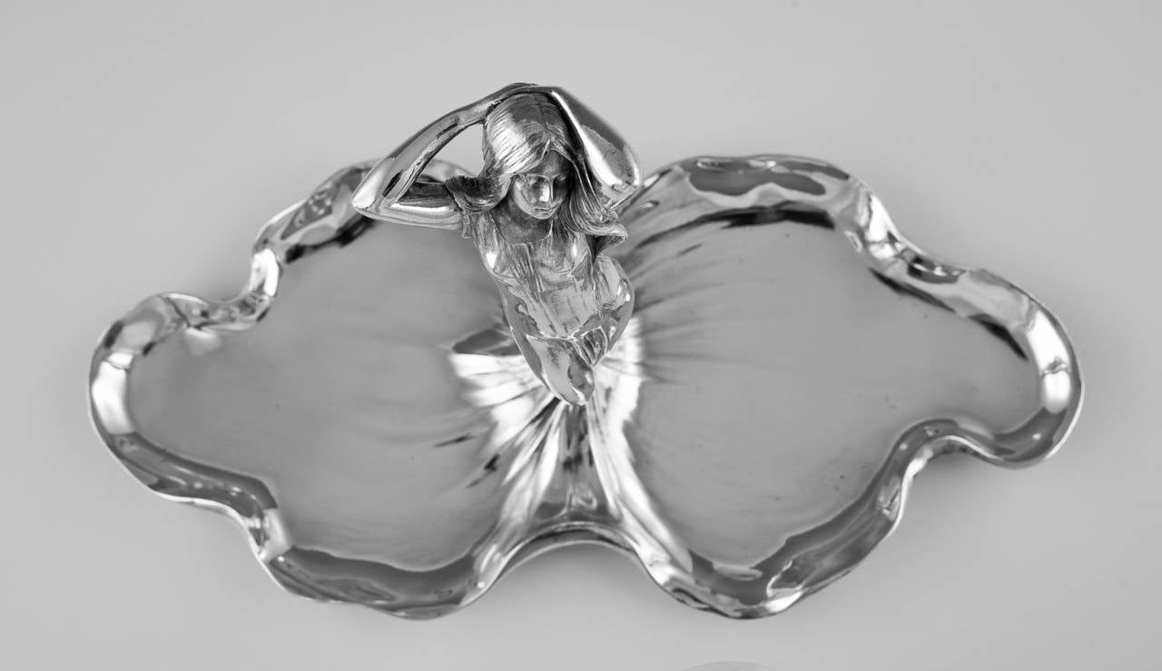 Art Nouveau Silvered Sweet and Fruit Dish with Nymph by WMF, 1906 1