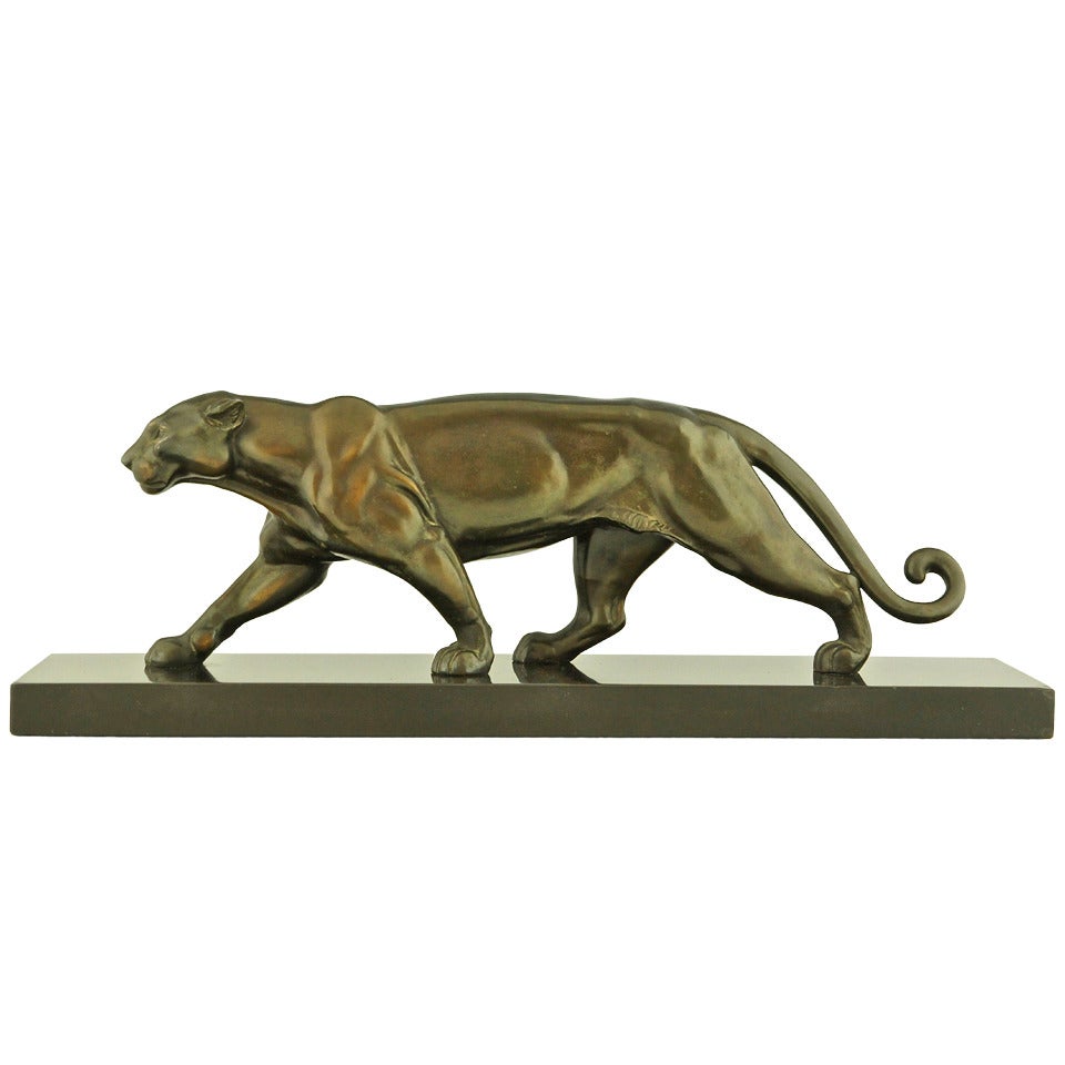 Art Deco Sculpture of a Walking Panther by Louis Albert Carvin
