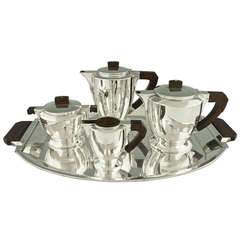 Service à thé et à café Art Déco en métal argenté de Gallia:: Christofle:: 1930.