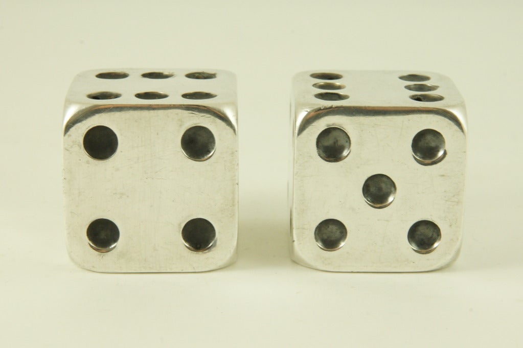 French Art Deco silver plated salt and pepper dice by Gallia, France.