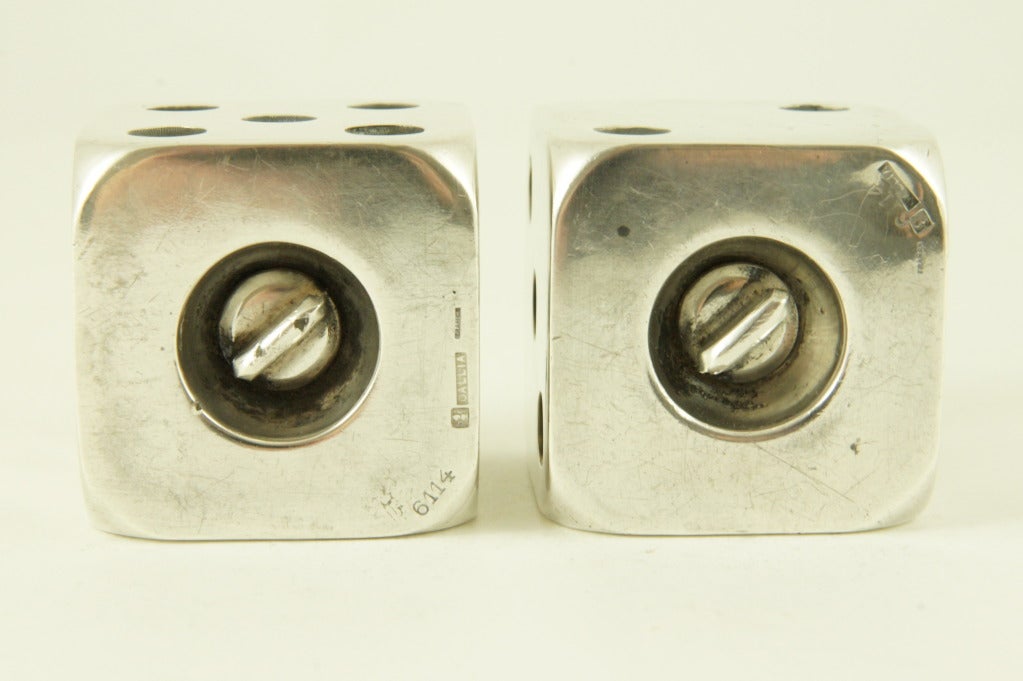 Art Deco silver plated salt and pepper dice by Gallia, France. 3
