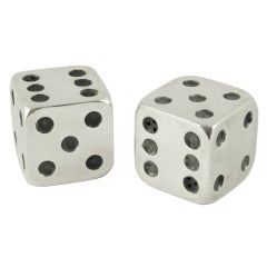 Antique Art Deco silver plated salt and pepper dice by Gallia, France.