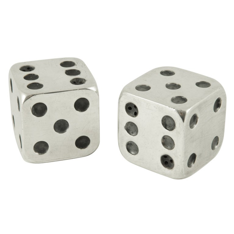Art Deco silver plated salt and pepper dice by Gallia, France.