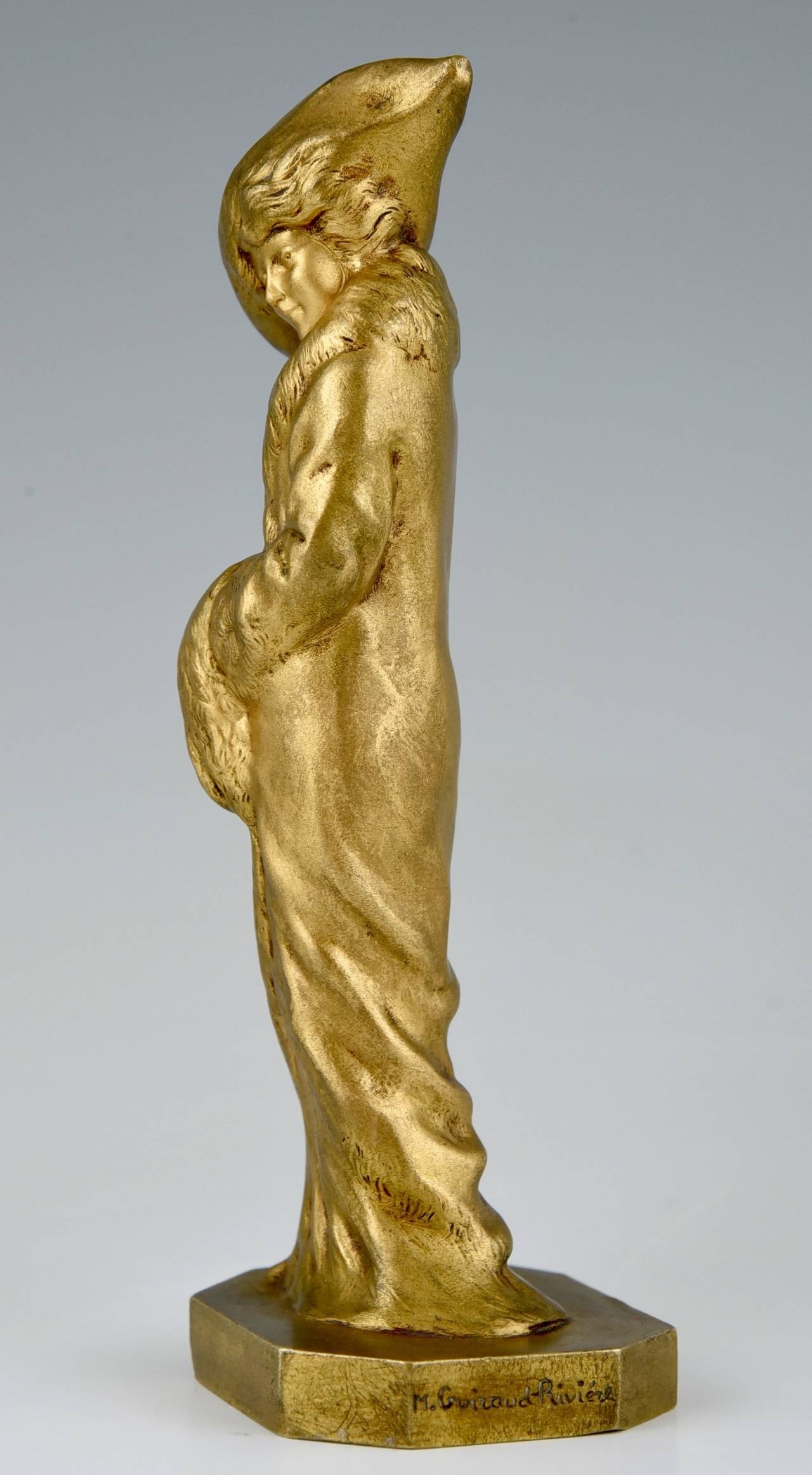 French Art Deco Bronze Sculpture of a Lady by Guiraud Riviere, 1925 2