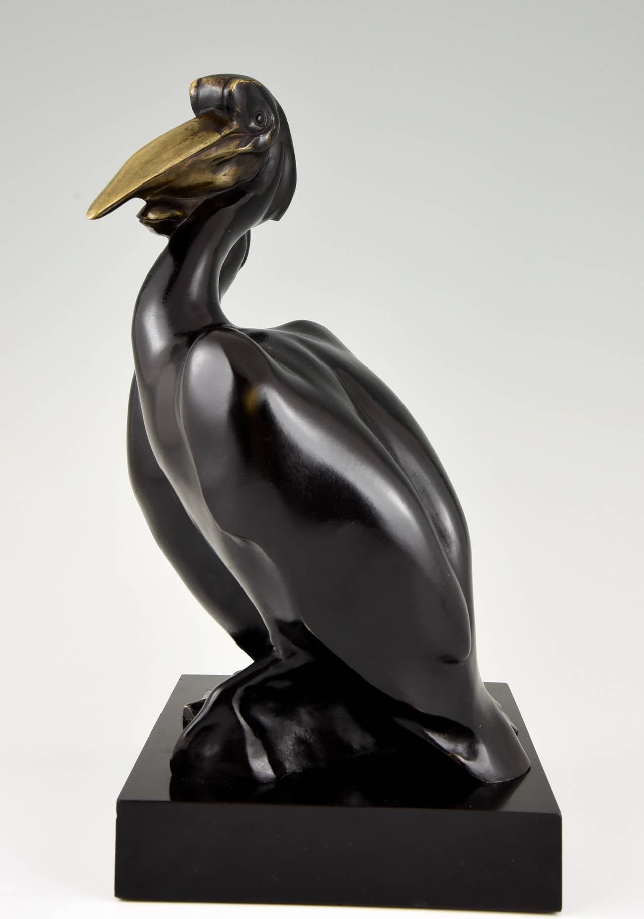 French Art Deco Bronze Sculpture of Pelicans by Kelety, 1920 Original 1