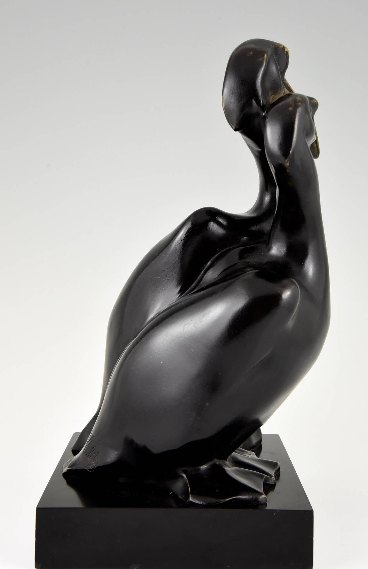 French Art Deco Bronze Sculpture of Pelicans by Kelety, 1920 Original 2