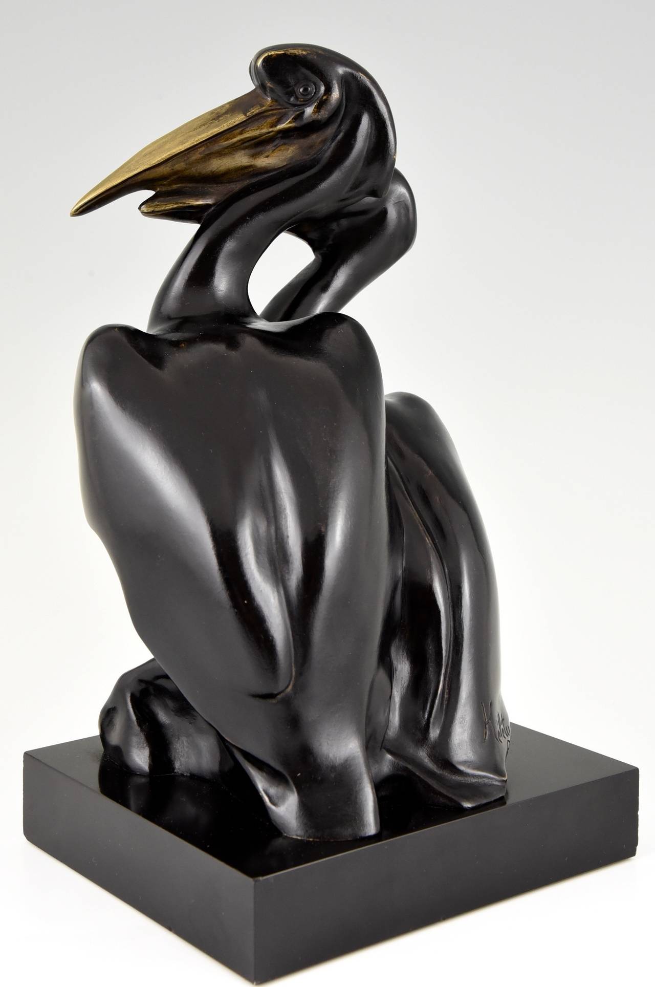 French Art Deco Bronze Sculpture of Pelicans by Kelety, 1920 Original In Good Condition In Antwerp, BE