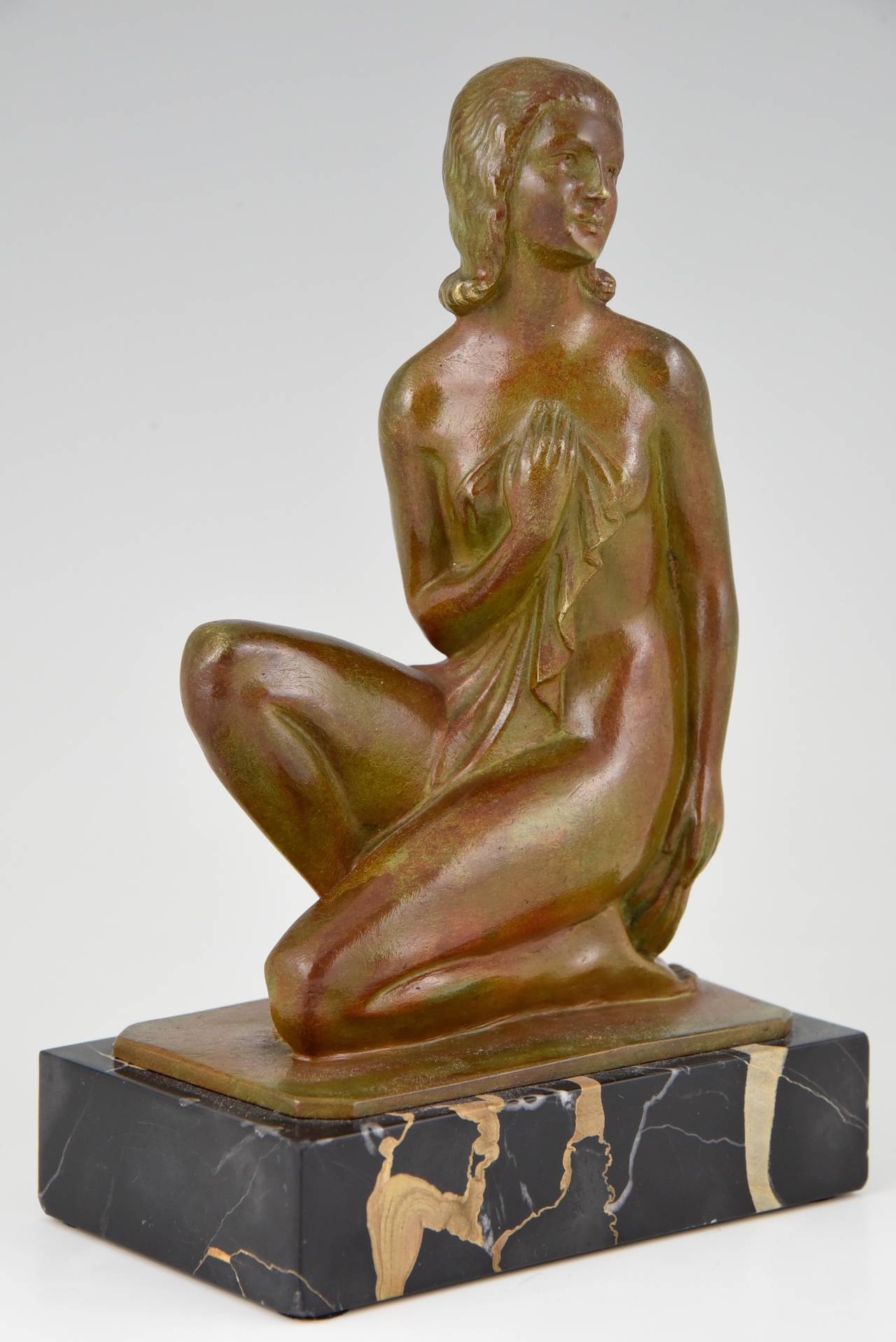 Patinated Art Deco Bronze Sculpture of a Nude by Kovats, 1925 Original