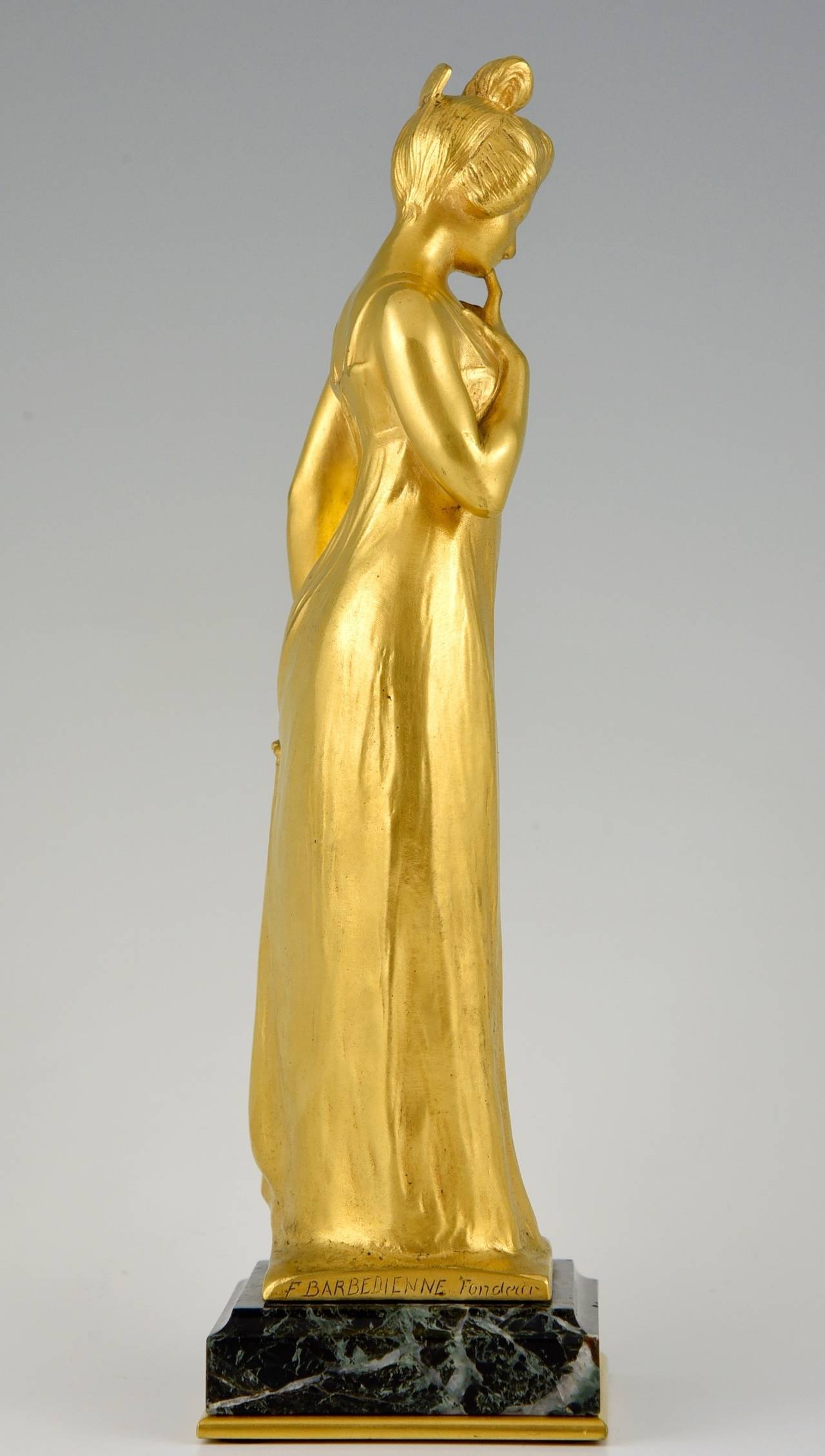 20th Century French Art Nouveau Gilt Bronze Sculpture of a Lady by Laporte-Blairsy, 1905