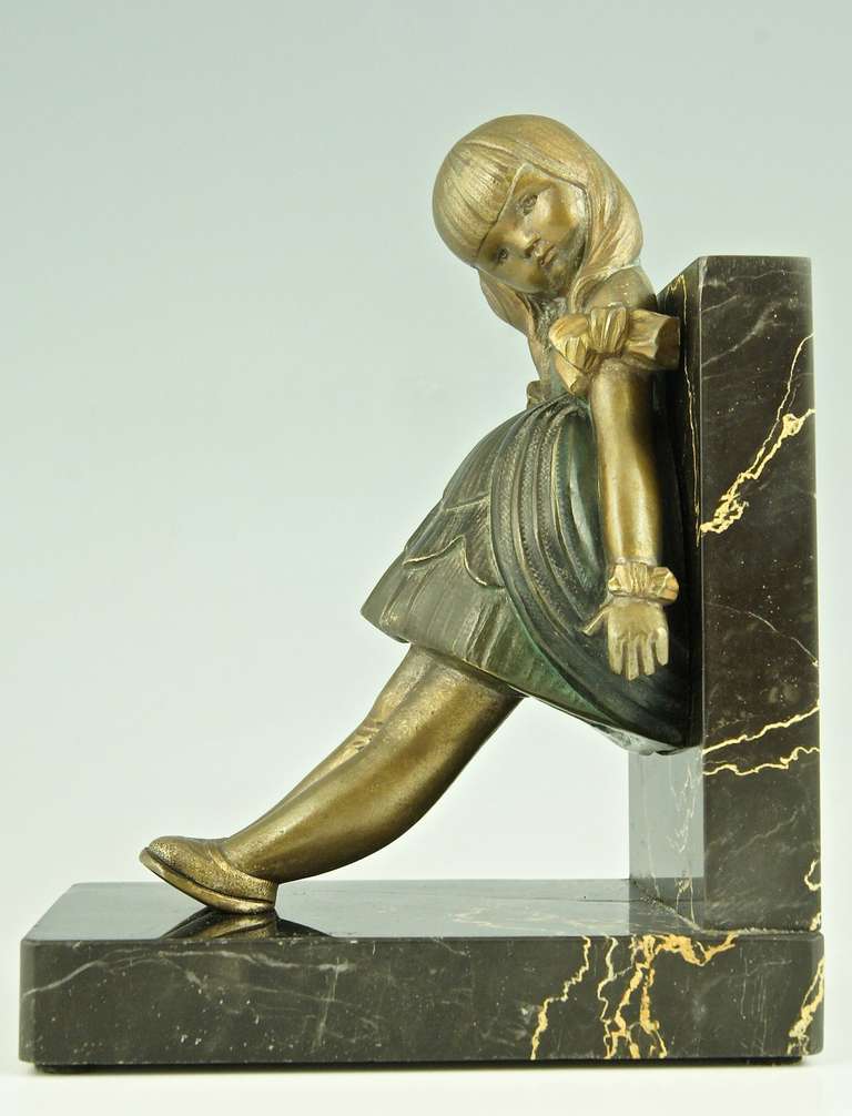 Art Deco Bronze Doll Bookends by Alexandre Kelety for Etling Foundry 2