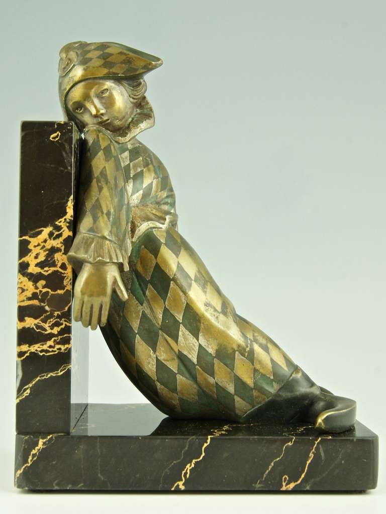 Mid-20th Century Art Deco Bronze Doll Bookends by Alexandre Kelety for Etling Foundry