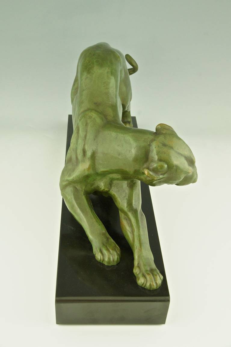 French Art Deco Bronze Sculpture of a Panther by Plagnet, 1930