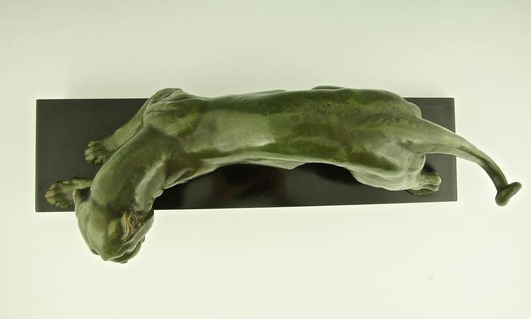 Art Deco Bronze Sculpture of a Panther by Plagnet, 1930 1