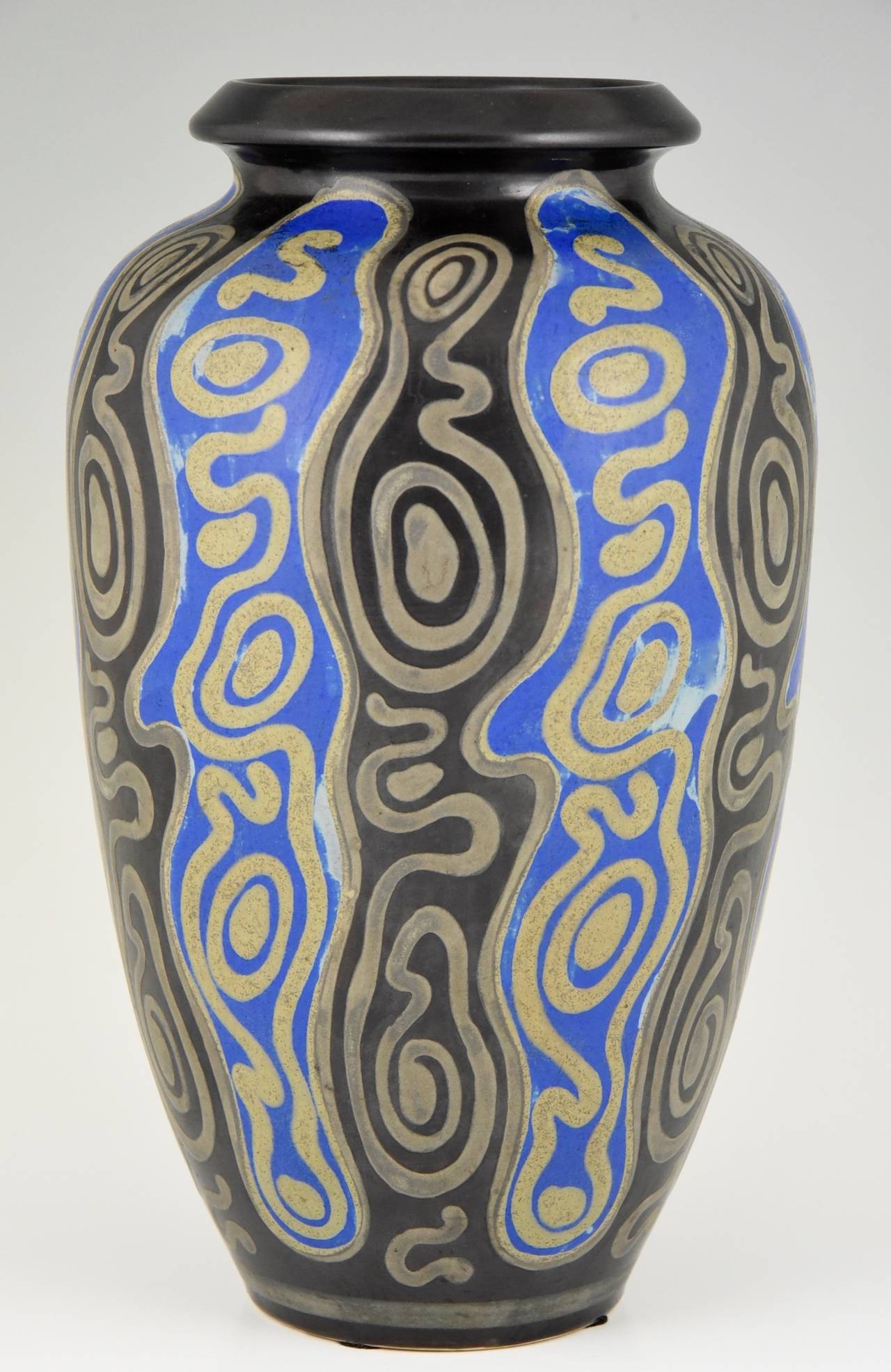 Belgian Art Deco Gres Keramis Vase by Charles Catteau, Boch Freres 1925