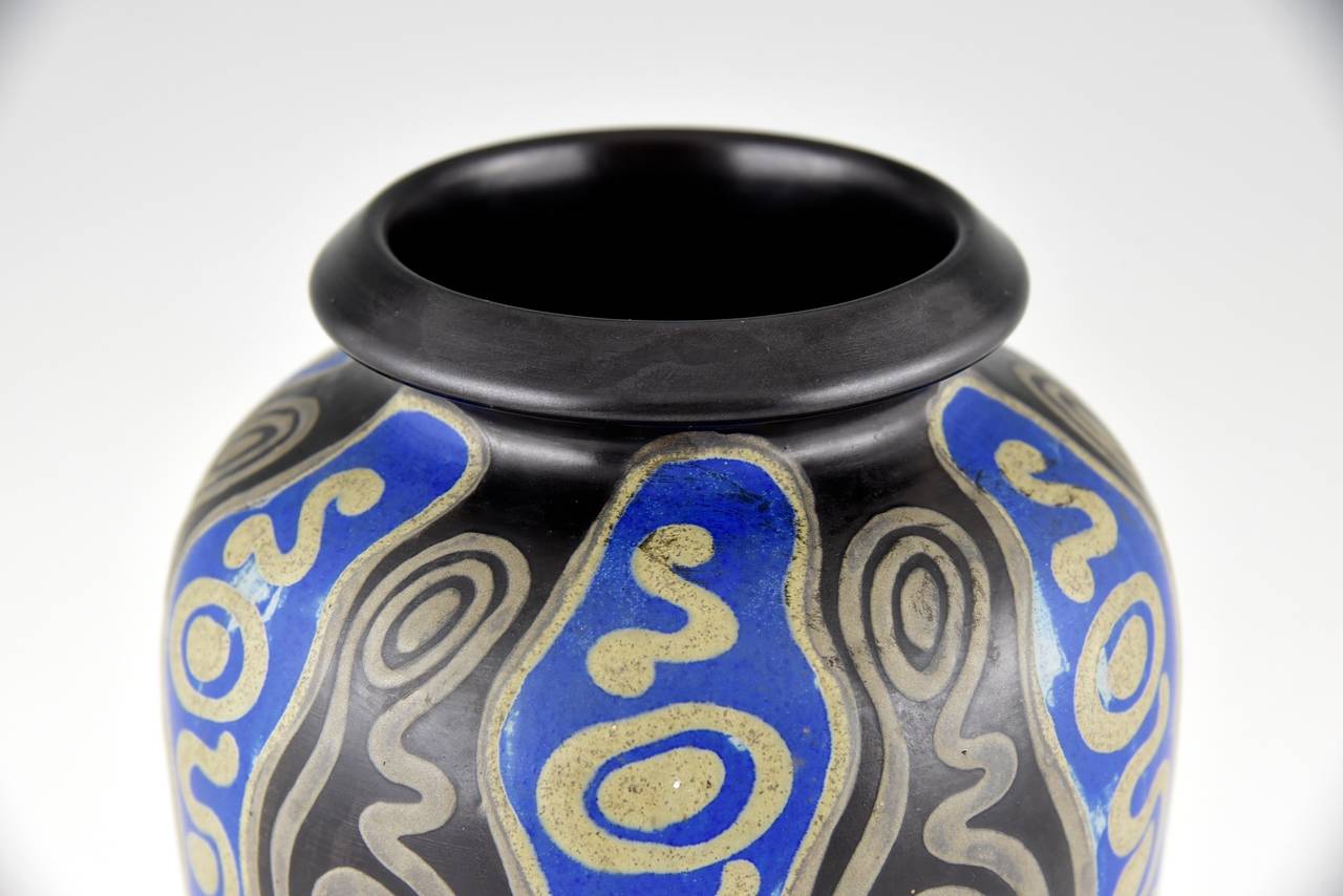 Ceramic Art Deco Gres Keramis Vase by Charles Catteau, Boch Freres 1925