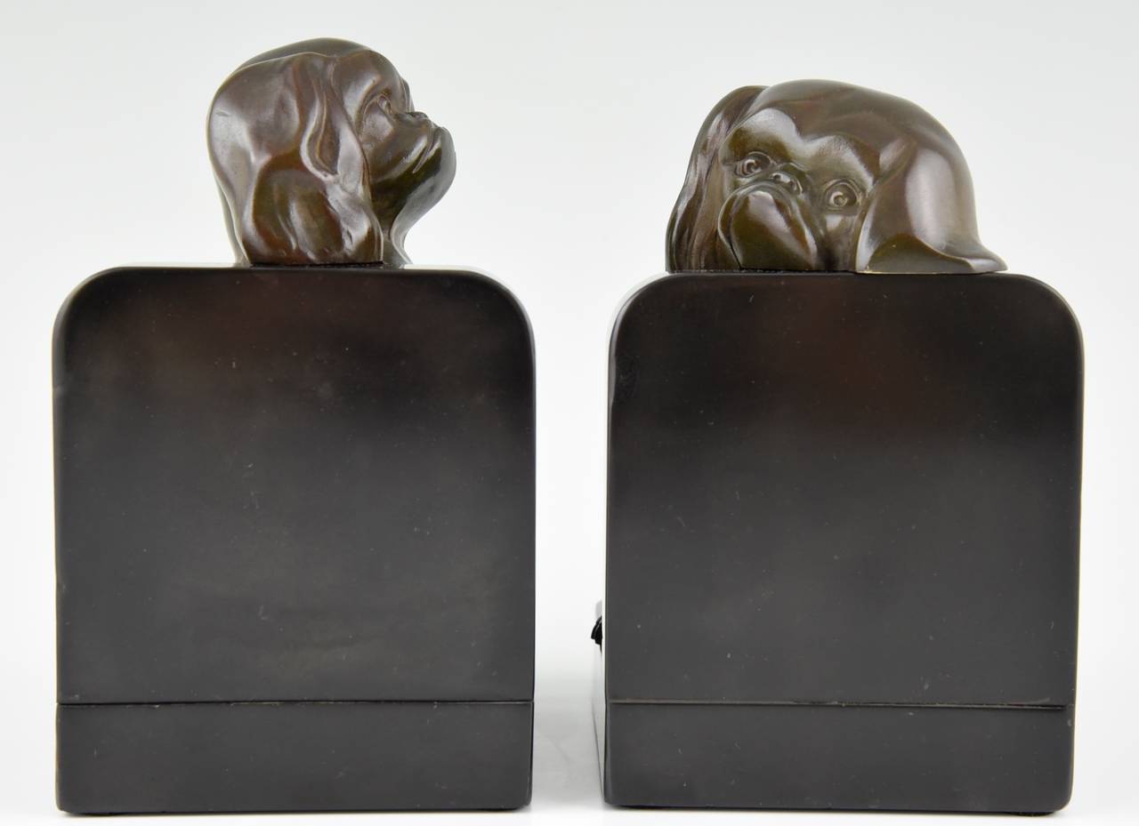 Mid-20th Century French Art Deco Bronze Pekingese's Bookends by A. Kelety, 1930