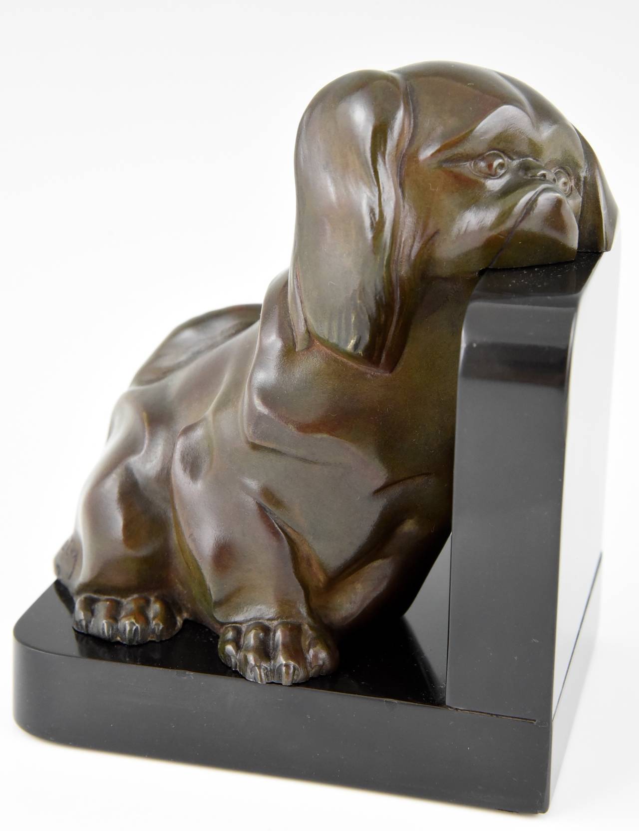 French Art Deco Bronze Pekingese's Bookends by A. Kelety, 1930 2