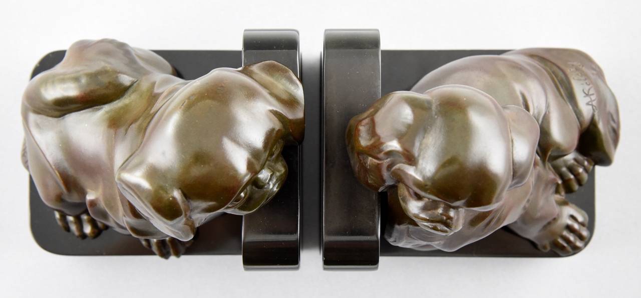 French Art Deco Bronze Pekingese's Bookends by A. Kelety, 1930 4
