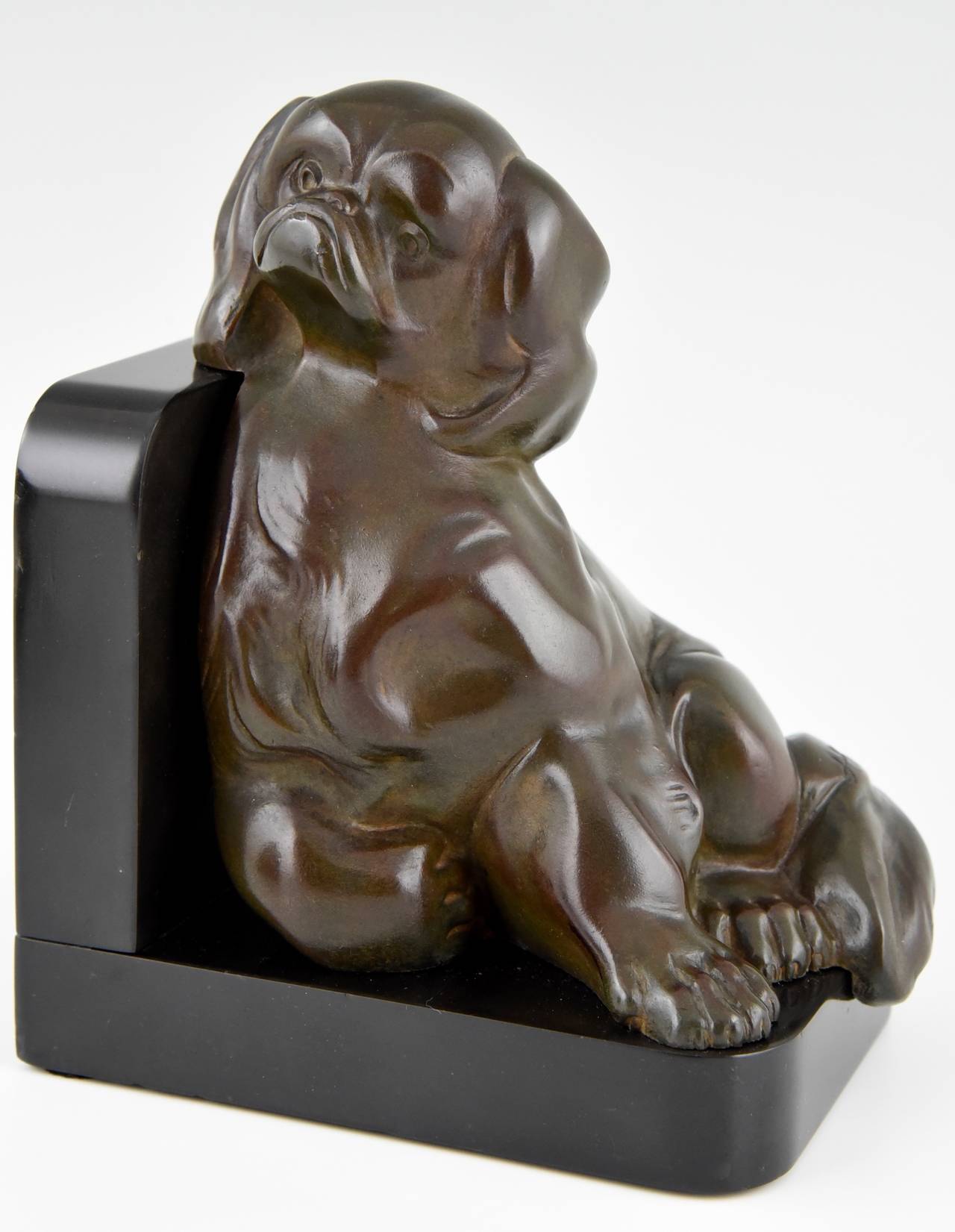 French Art Deco Bronze Pekingese's Bookends by A. Kelety, 1930 3