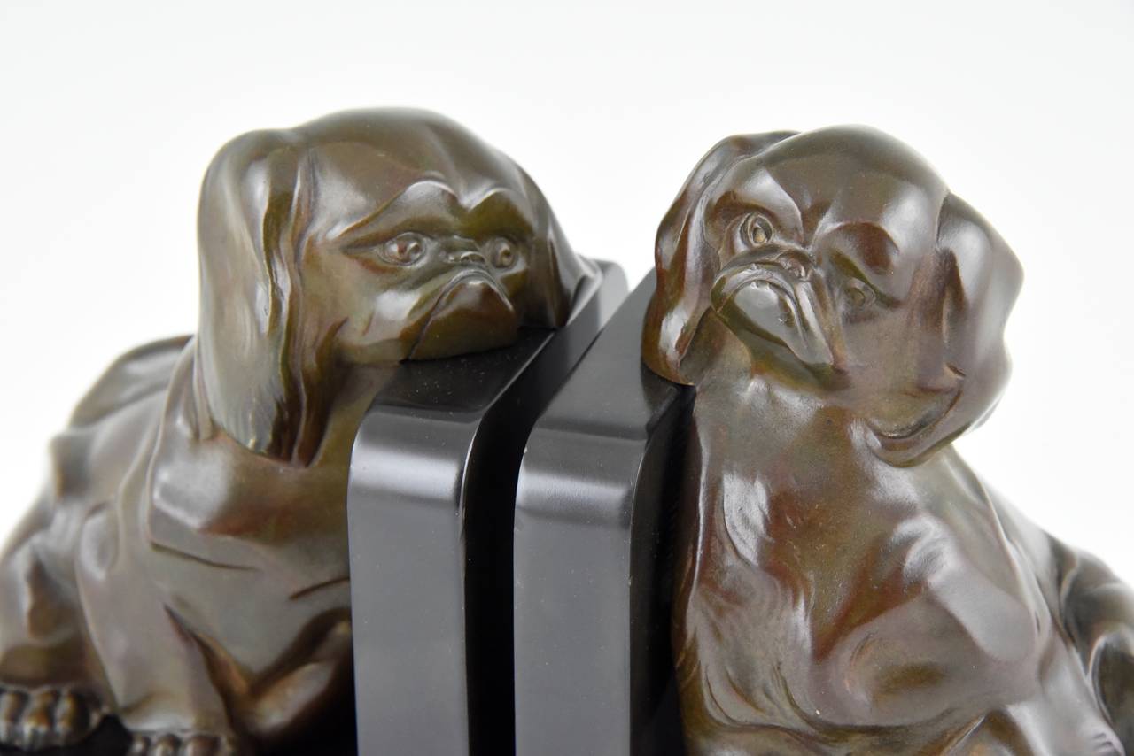 French Art Deco Bronze Pekingese's Bookends by A. Kelety, 1930 1