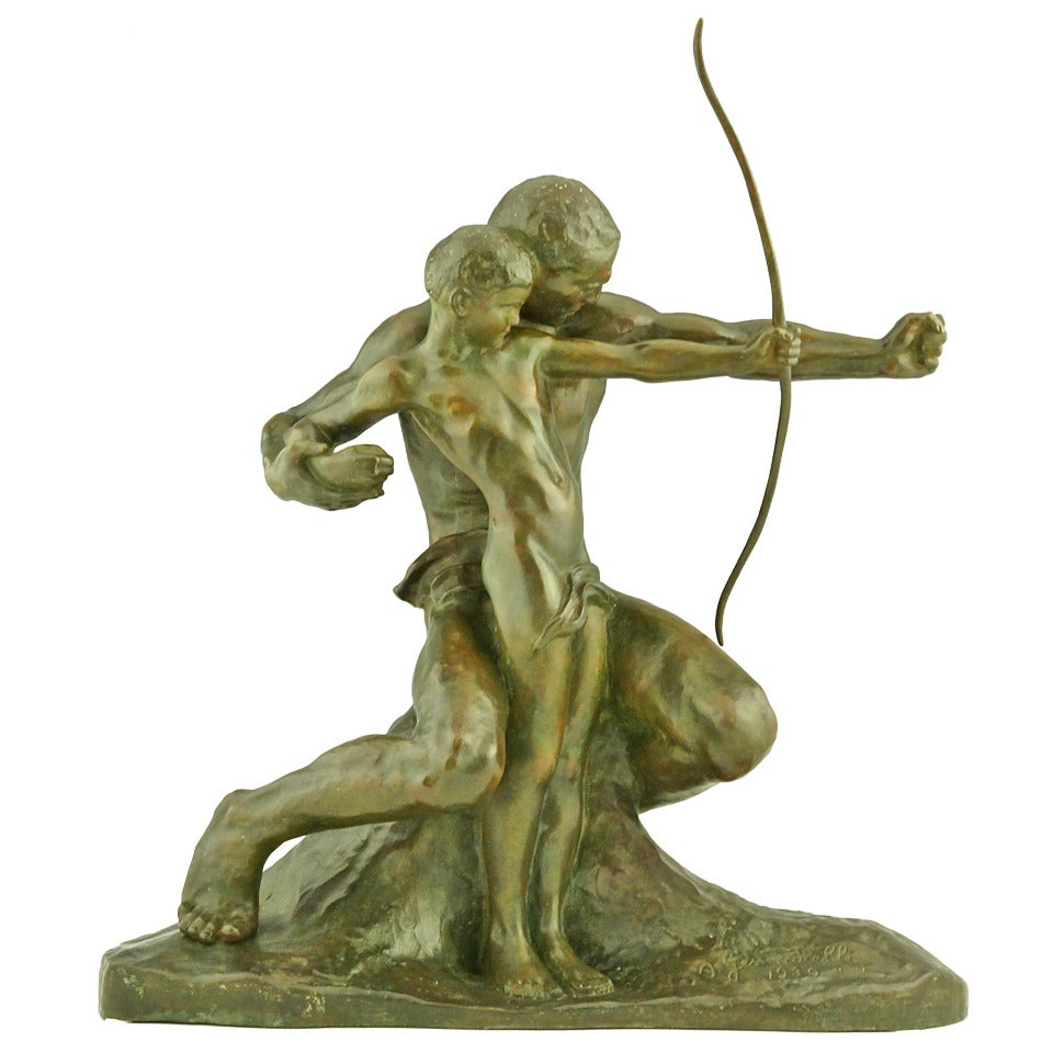 Der junge Bogenschütze Bronze-Skulptur von Amadeo Gennarelli:: 1930